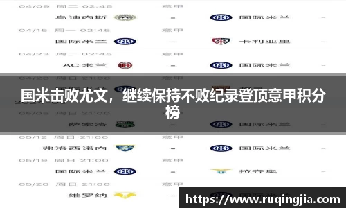 国米击败尤文，继续保持不败纪录登顶意甲积分榜