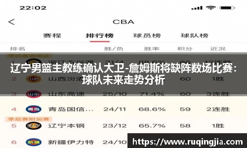 辽宁男篮主教练确认大卫-詹姆斯将缺阵数场比赛：球队未来走势分析
