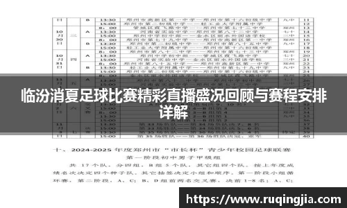 临汾消夏足球比赛精彩直播盛况回顾与赛程安排详解