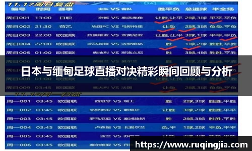 日本与缅甸足球直播对决精彩瞬间回顾与分析