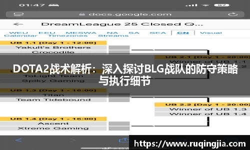 DOTA2战术解析：深入探讨BLG战队的防守策略与执行细节